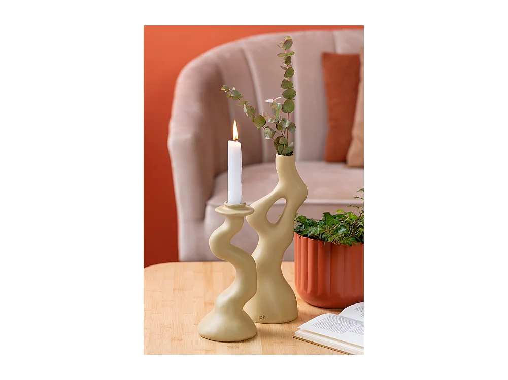 Vase Organic Swirls - Lattebraun