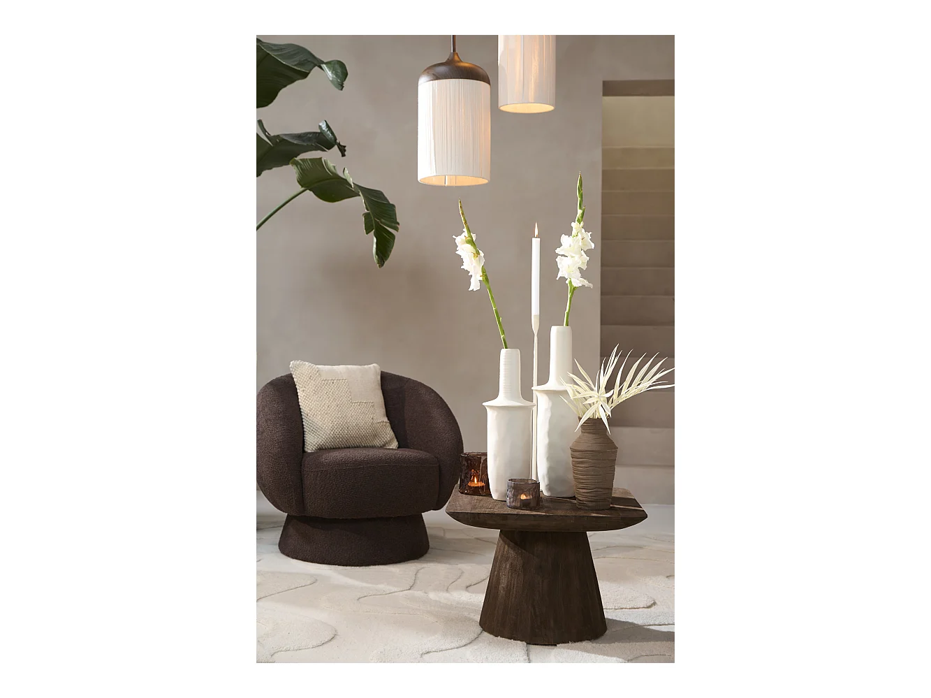 Vase SENNES - Ø19,5x56cm - Weiß