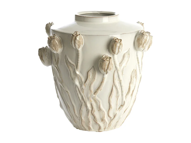 Vase JUANA - Ø36x36cm - Weiß