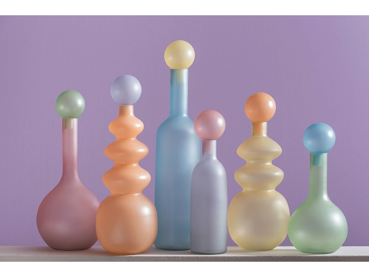 Vase Alegre Botellin - Zartes Lila und Zartrosa