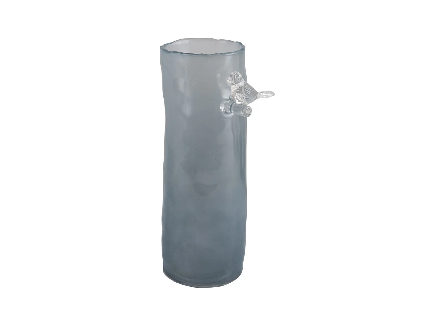 Vase Oiseau sur Branche Grand - Bleu Brumeux