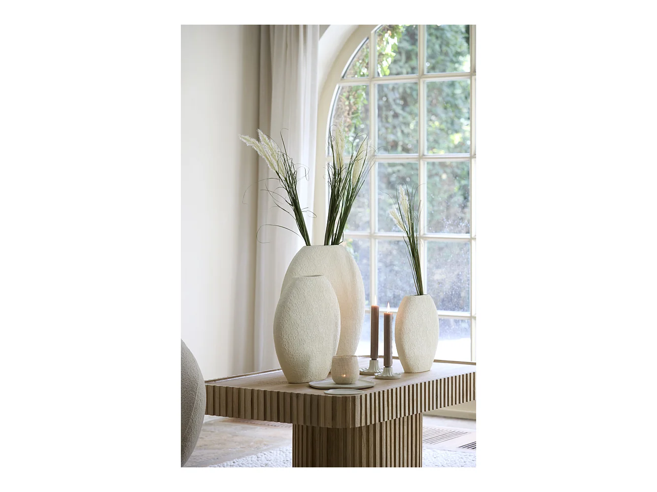 Vase RENDA - 29,5x10x30cm - Weiß