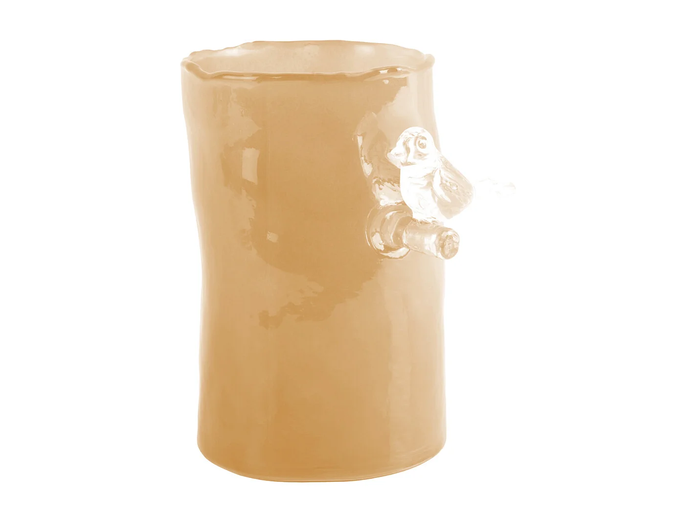 Vase Oiseau sur Branche Petit - Jaune Doux