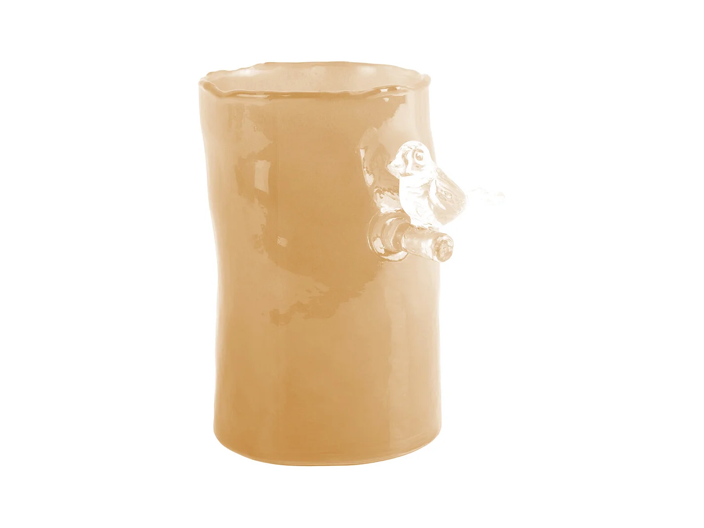 Vase Oiseau sur Branche Petit - Jaune Doux
