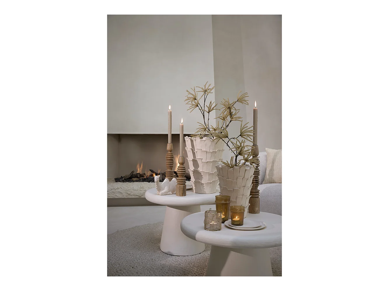 Vase BANYA - Ø33x34cm - Weiß