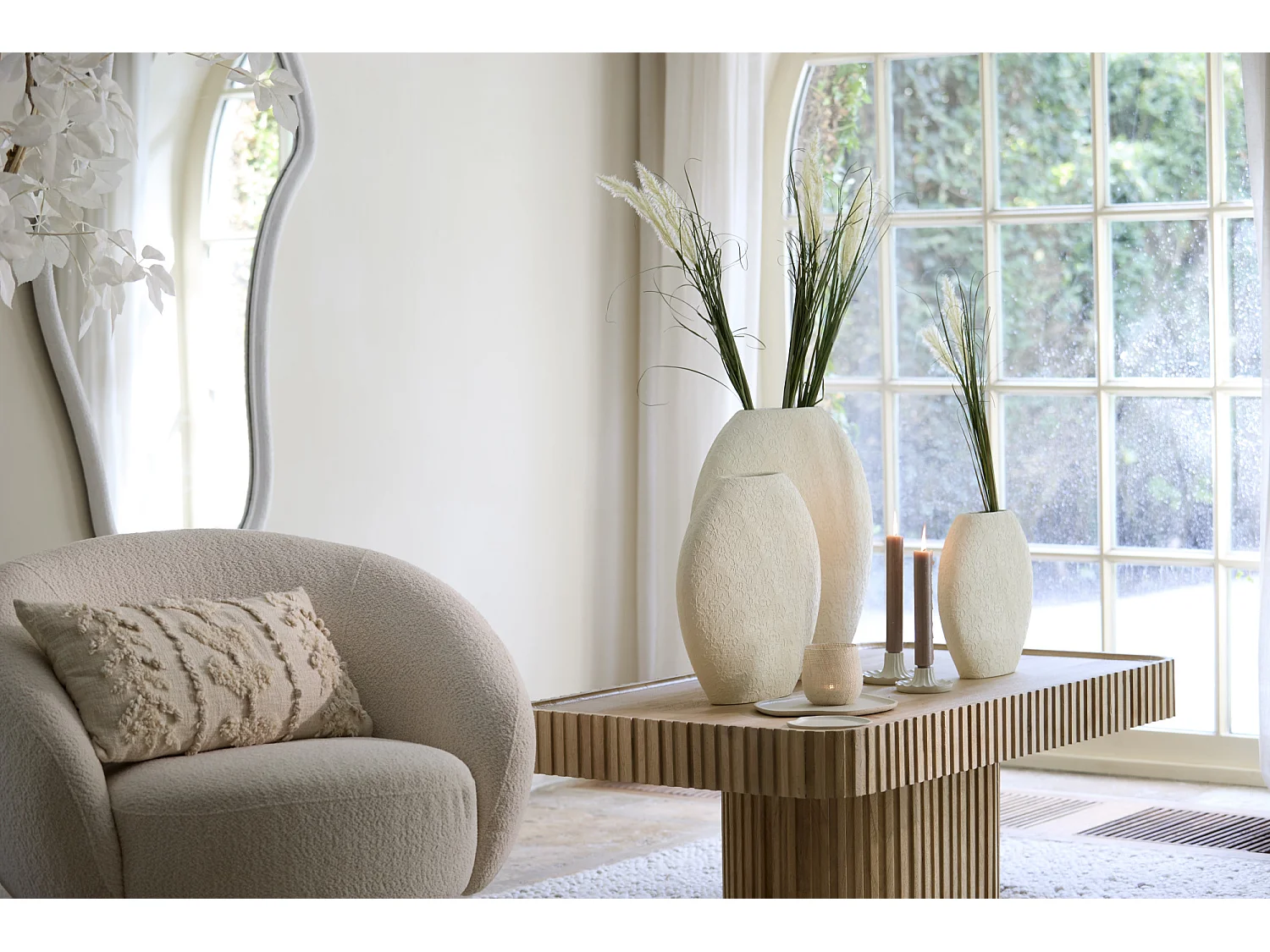 Vase RENDA - 40,5x11x40cm - Blanc