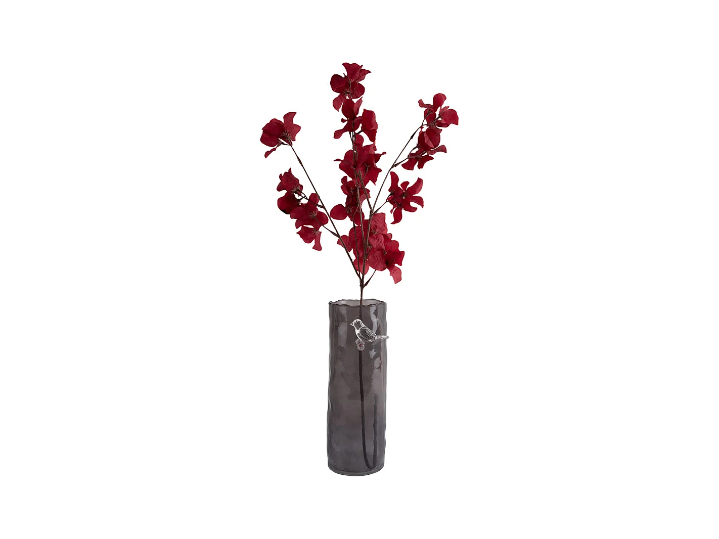 Vase Oiseau sur Branche Grand - Gris Foncé