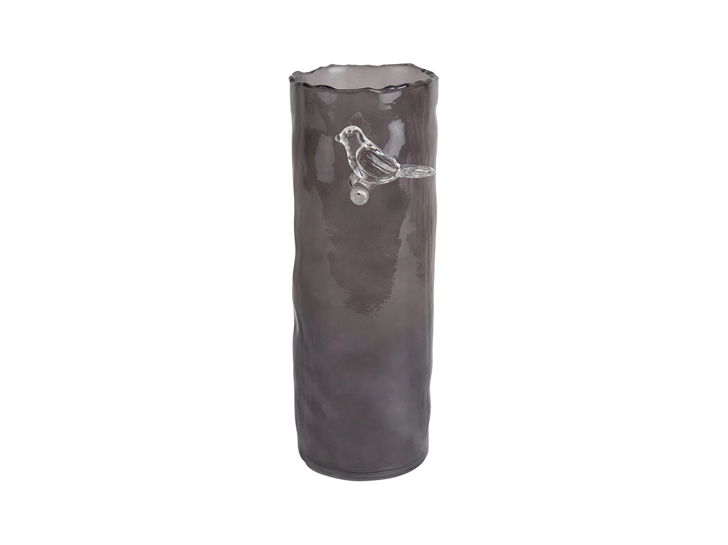 Vase Oiseau sur Branche Grand - Gris Foncé