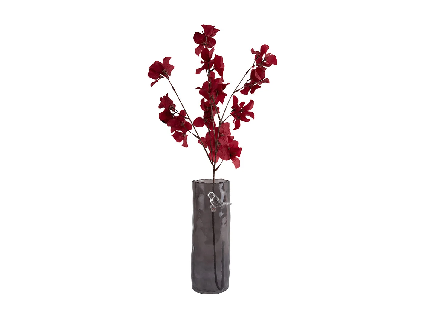 Vase Oiseau sur Branche Grand - Gris Foncé