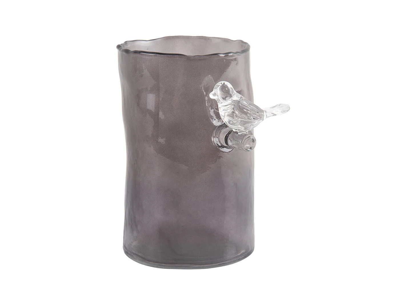 Vase Oiseau sur Branche Petit - Gris Foncé