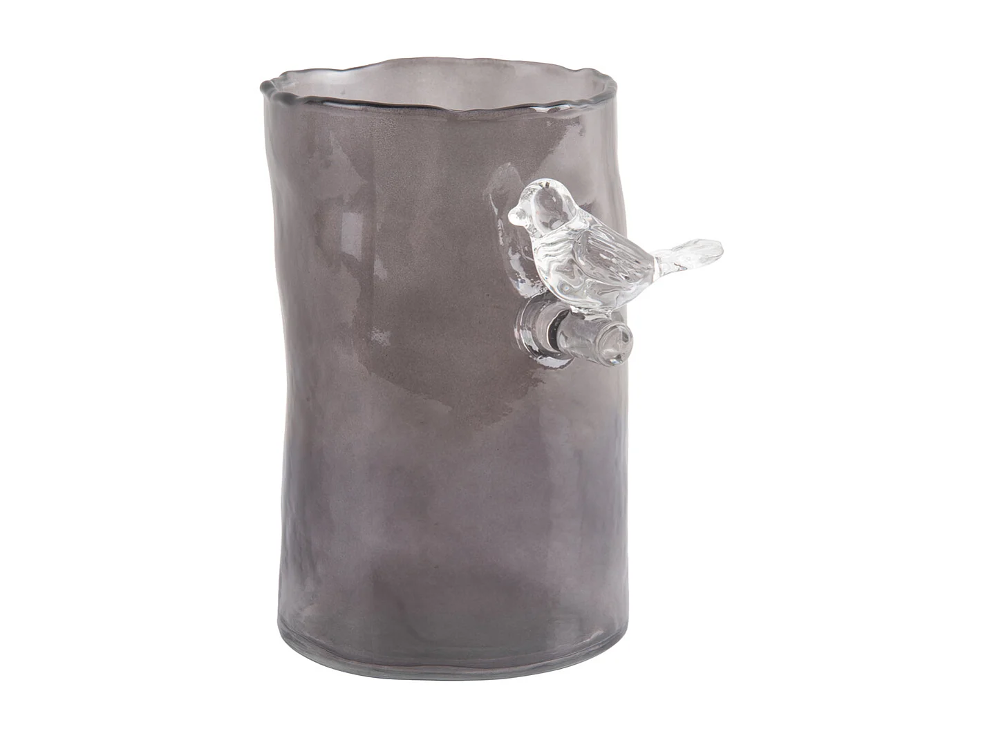 Vase Oiseau sur Branche Petit - Gris Foncé