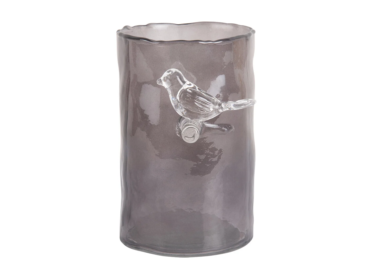 Vase Oiseau sur Branche Petit - Gris Foncé
