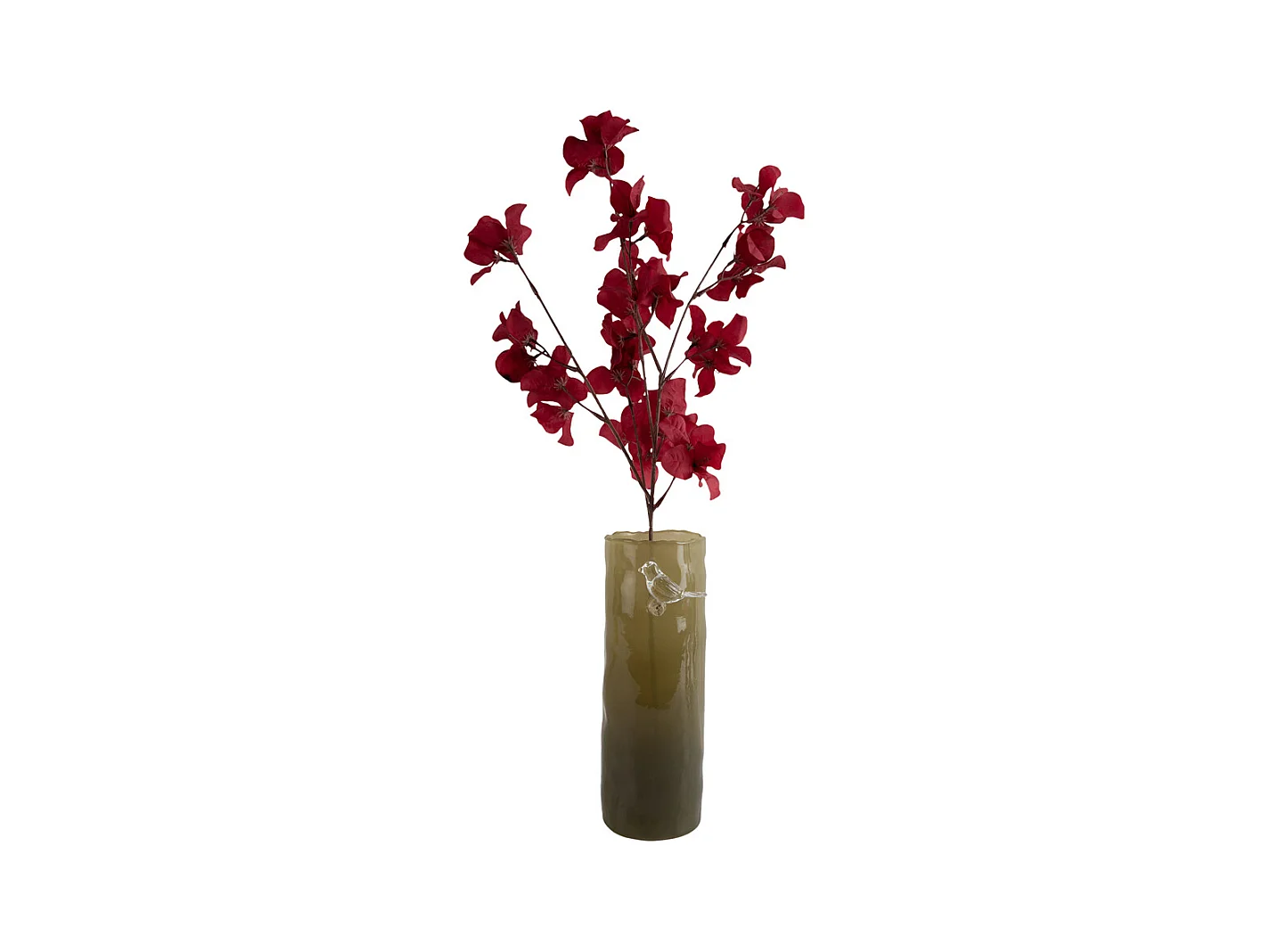 Vase Oiseau sur Branche Grand - Vert armée