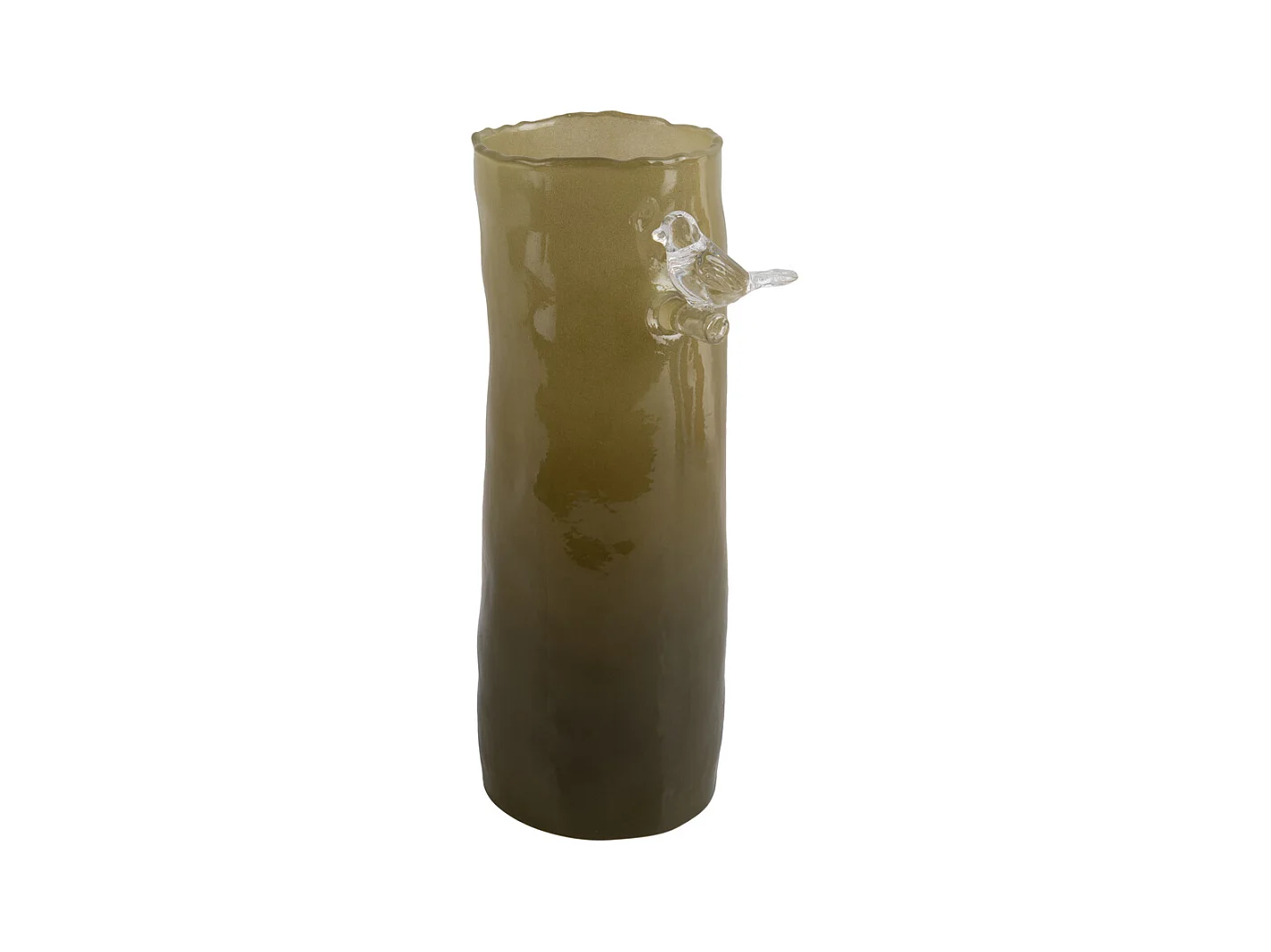 Vase Oiseau sur Branche Grand - Vert armée