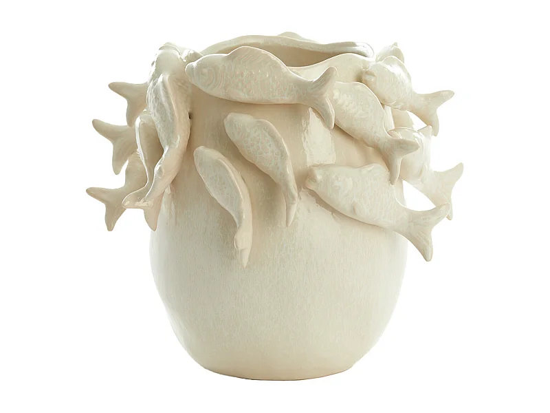 Vase FISCH - 29x28,5x27cm - Weiß