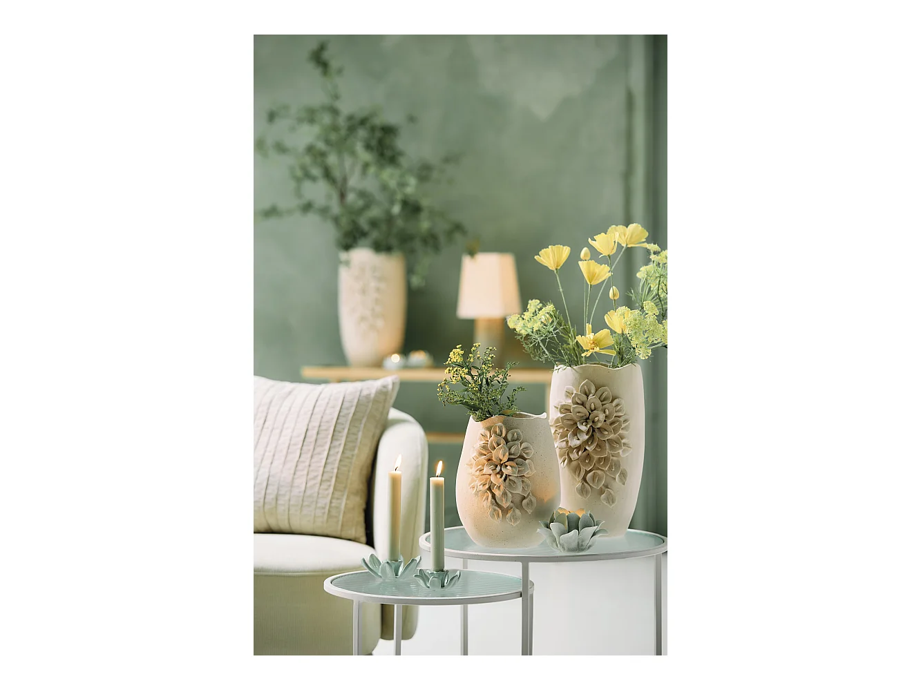 Vase AMIATA - 23x19x35,5cm - Blanc