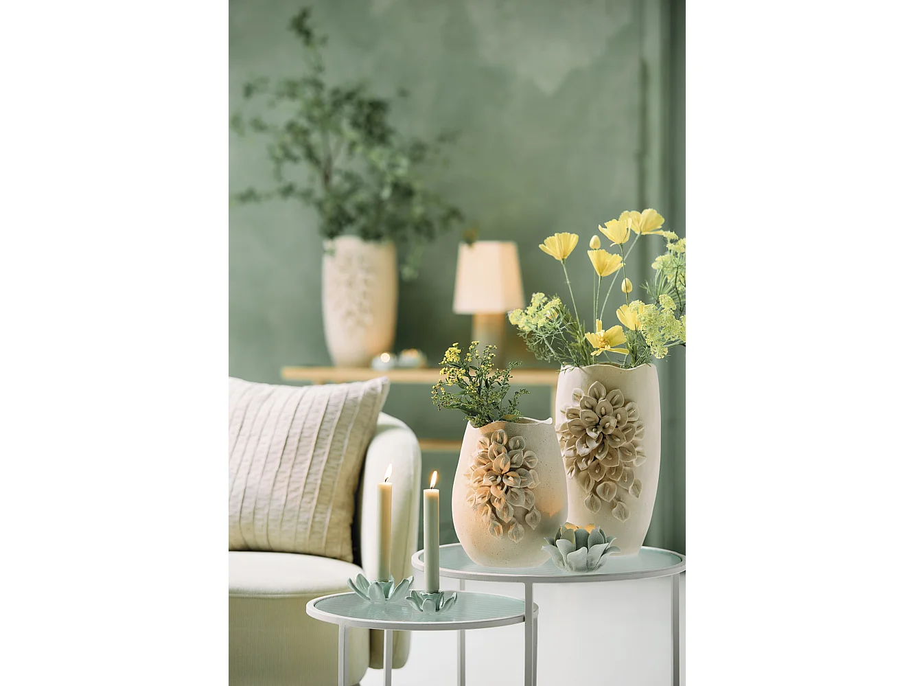 Vase AMIATA - 23x19x35,5cm - Blanc