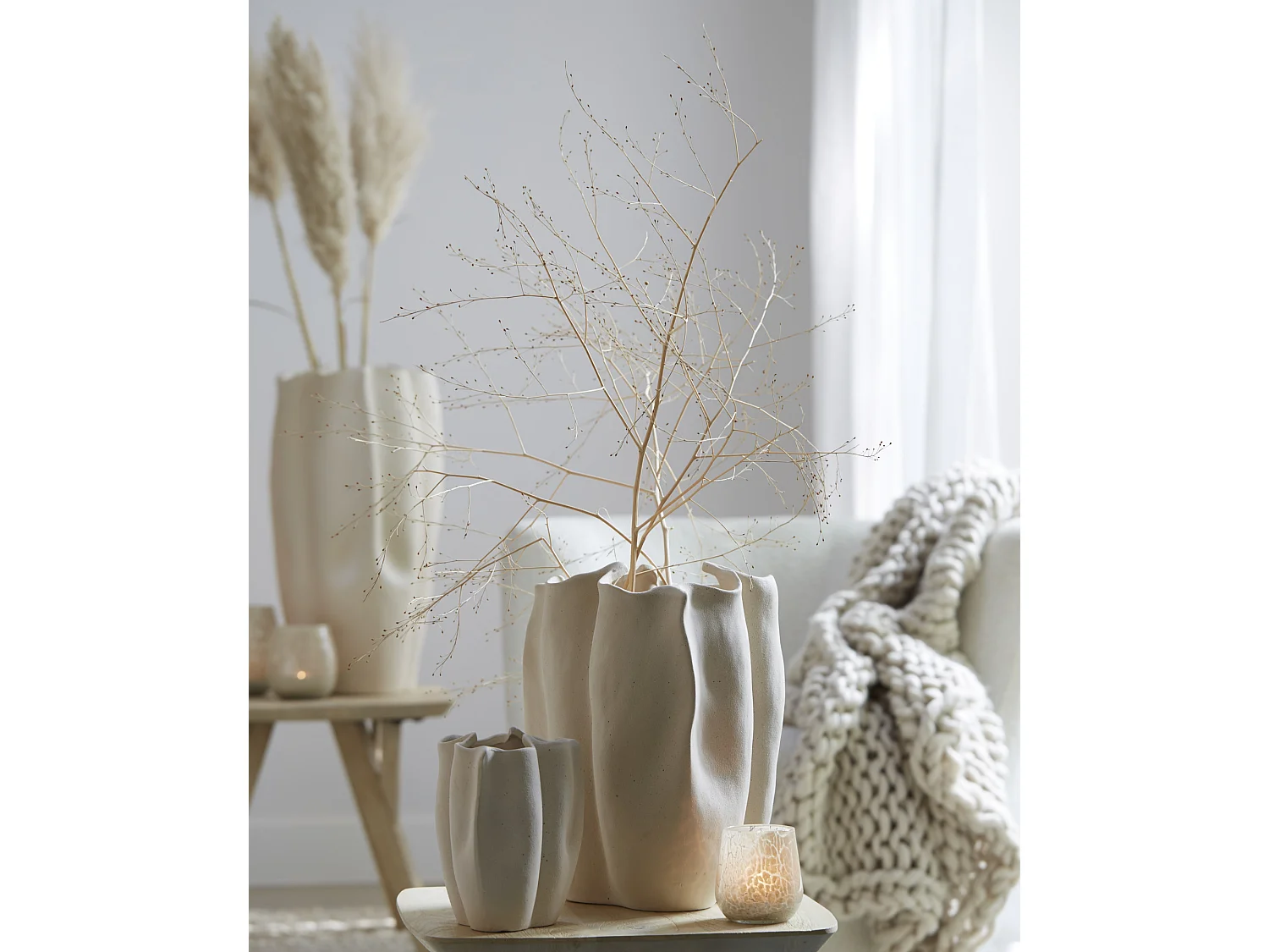 Vase SANGULI - 28x27,5x36,5cm - Blanc