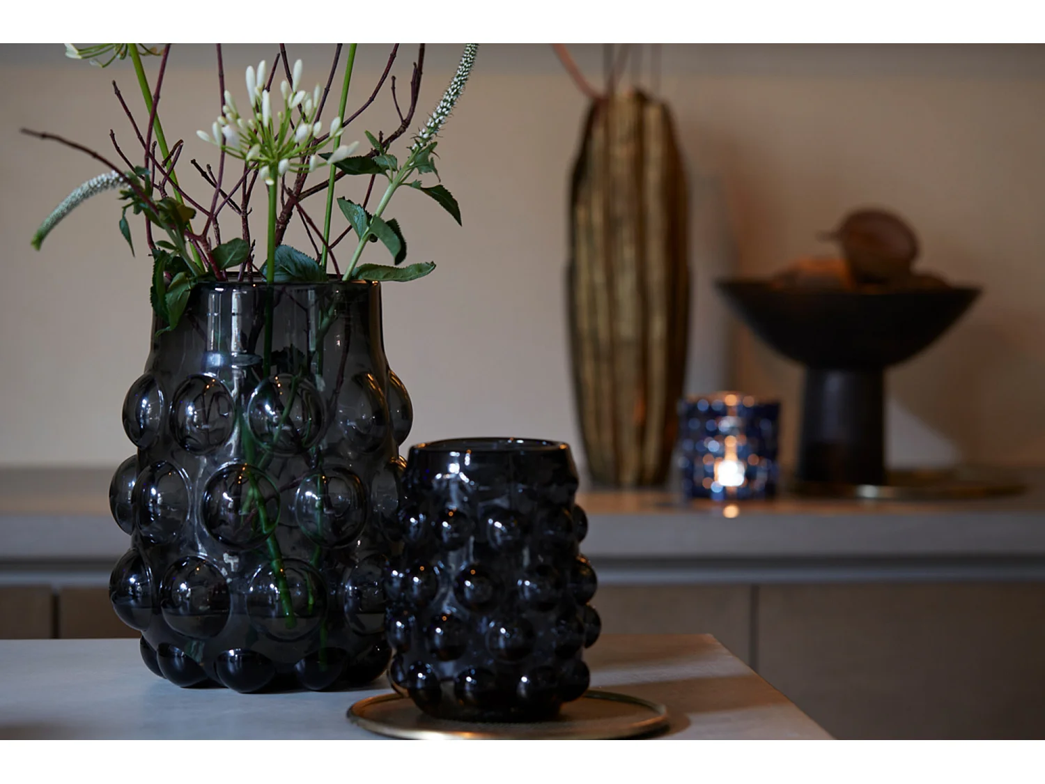 Vase HAROA - Ø24x30cm - Gris