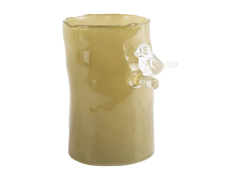 Vase Oiseau sur Branche Petit - Vert armée