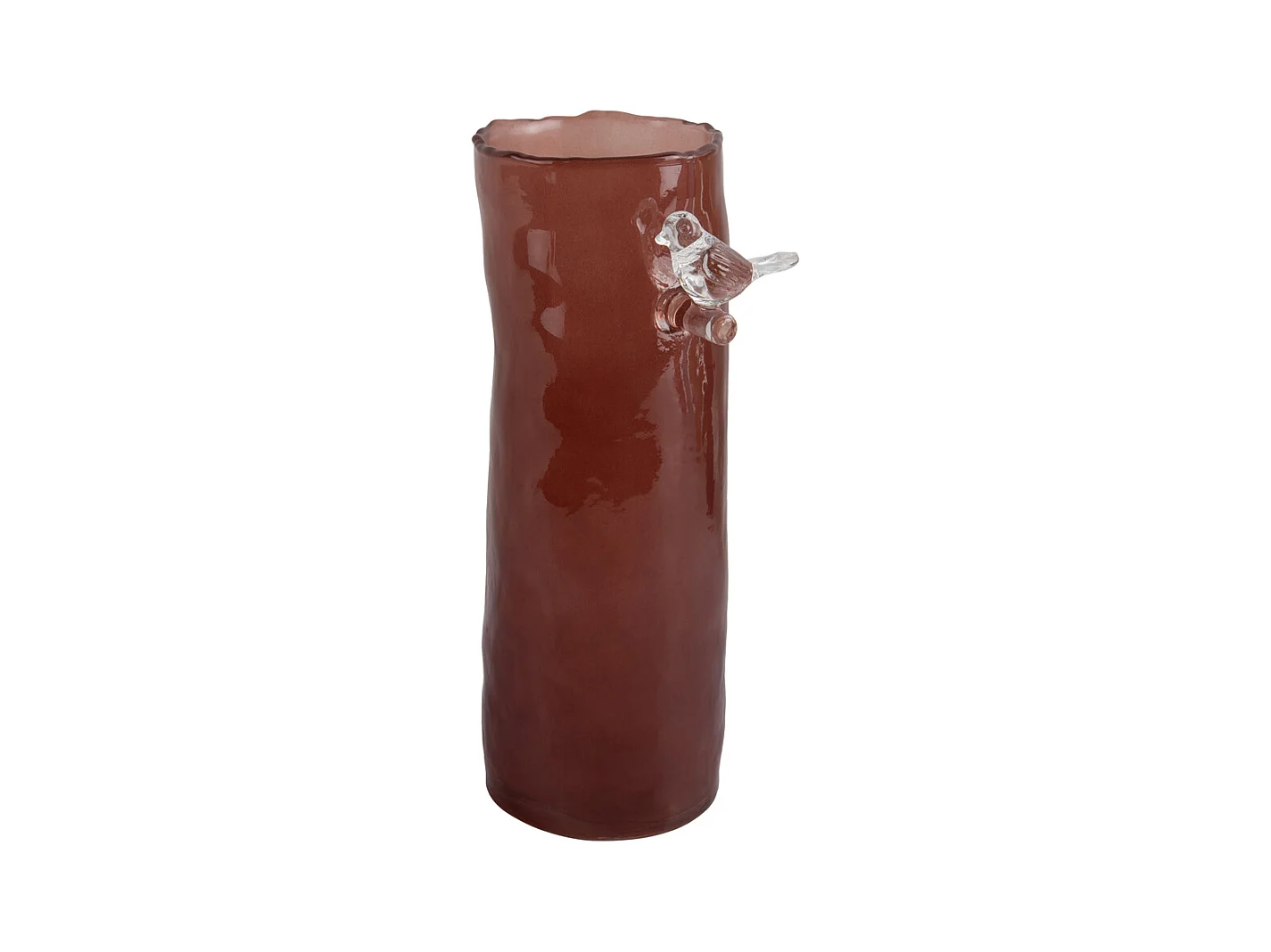 Vase Oiseau sur Branche Grand - Ocre Rouge