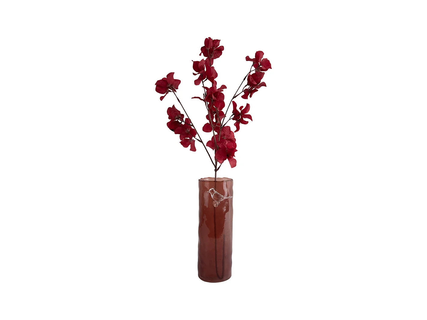 Vase Vogel auf Zweig Groß - Roter Ocker