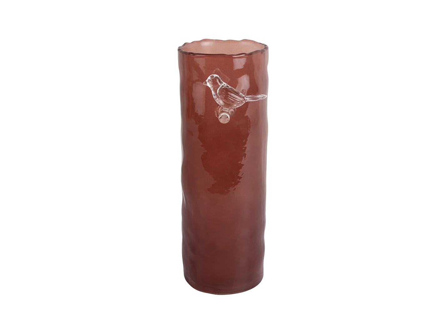 Vase Vogel auf Zweig Groß - Roter Ocker