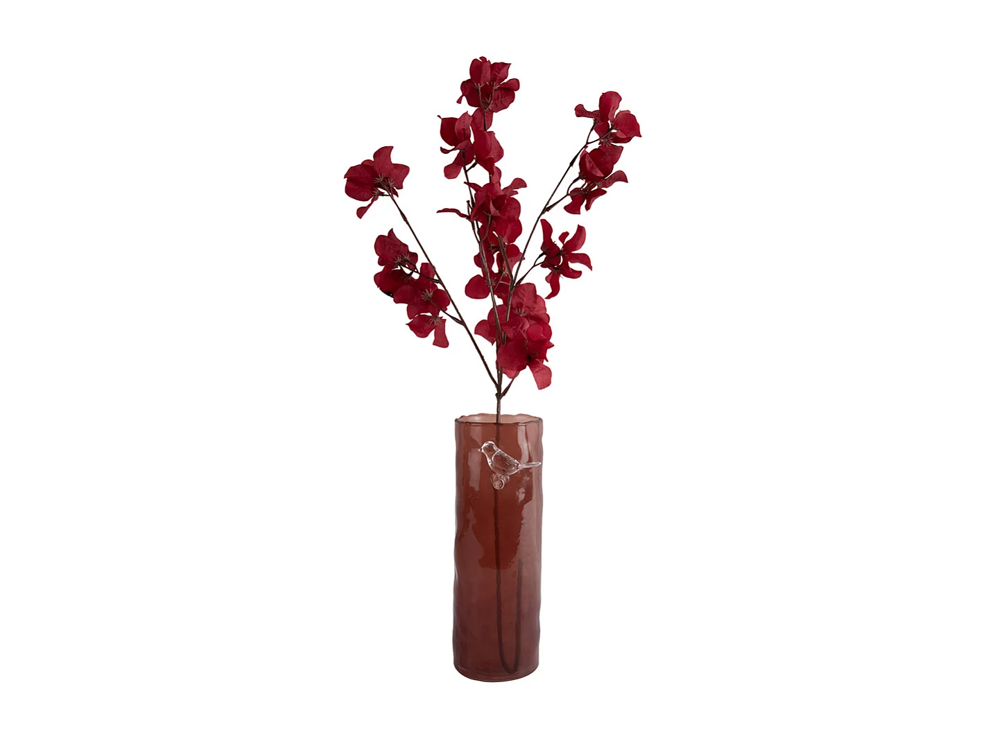Vase Oiseau sur Branche Grand - Ocre Rouge