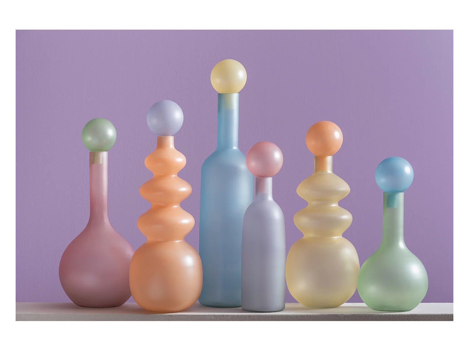 Vase Alegre Botellin Grand - Bleu doux et jaune doux