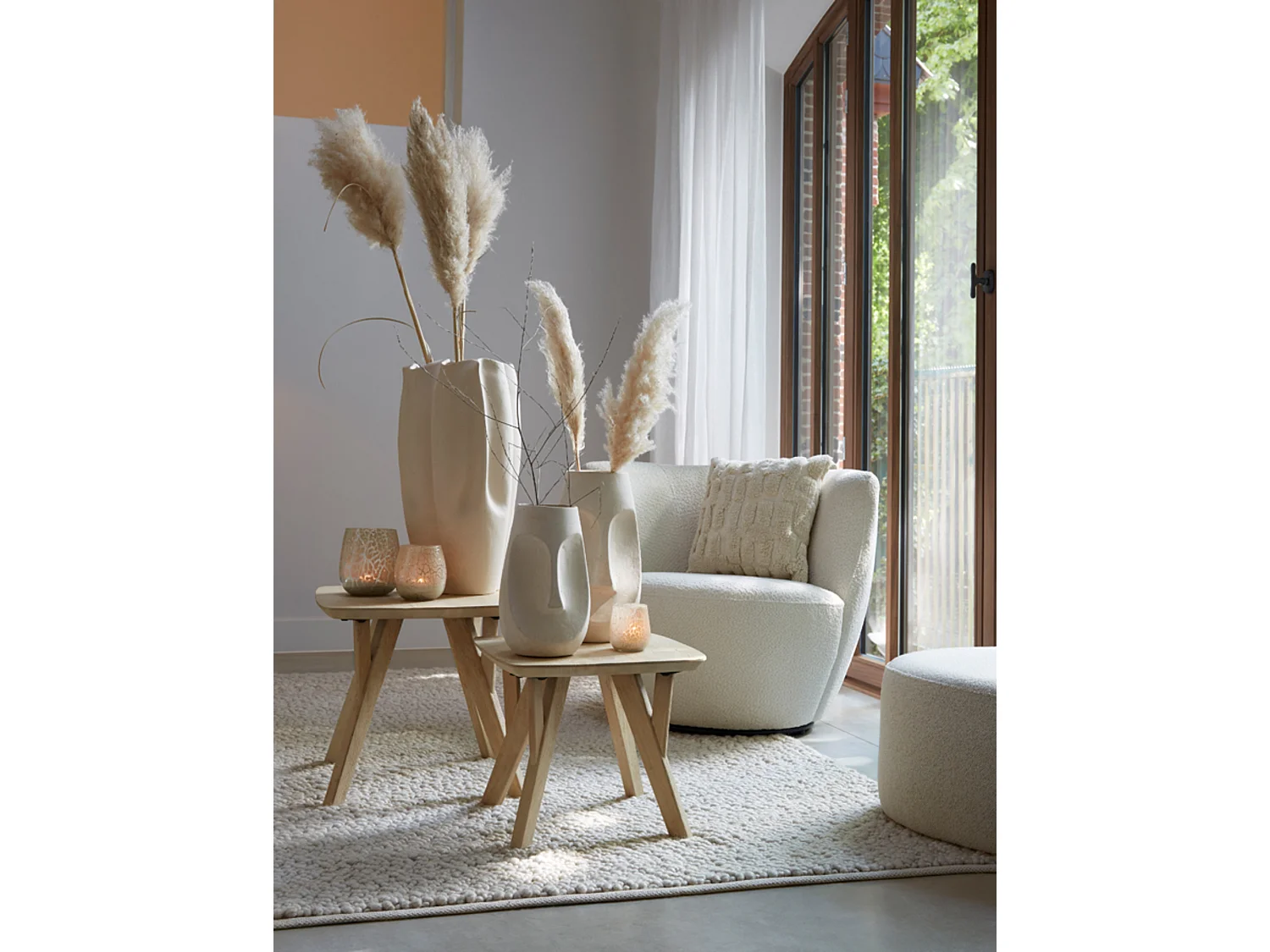 Vase SANGULI - 28x27,5x56cm - Blanc