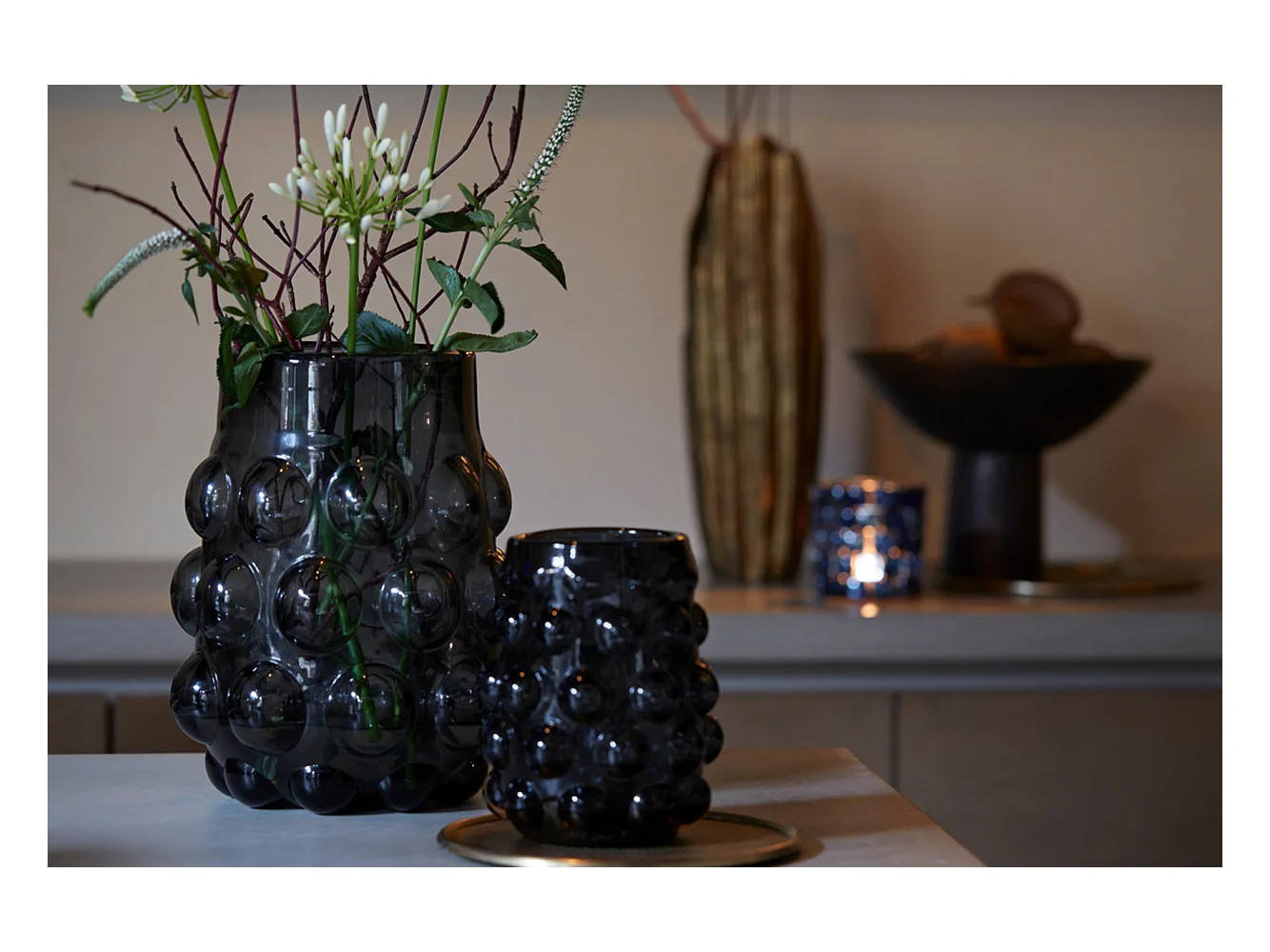 Vase HAROA - Ø15,5x19cm - Noir