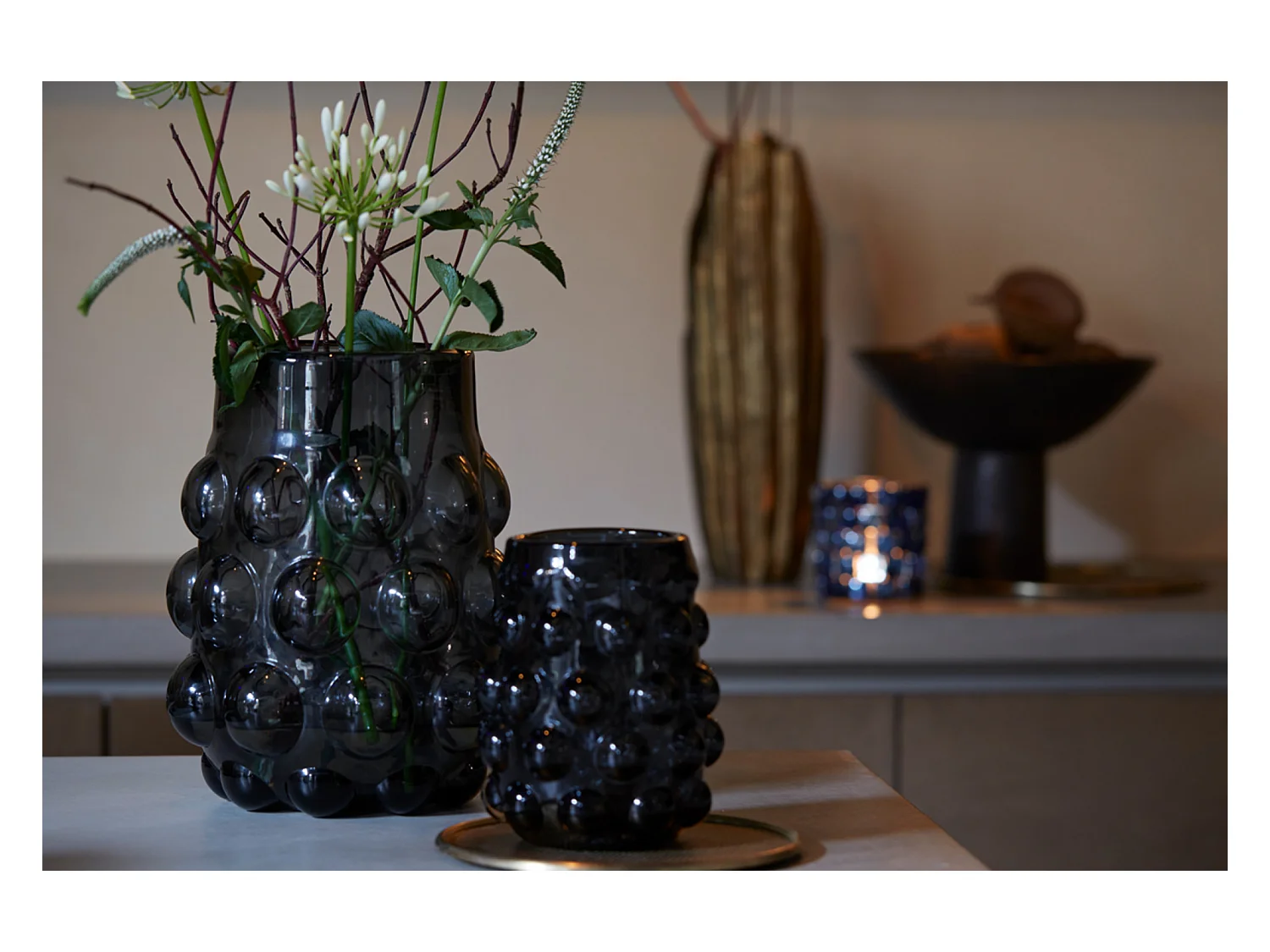 Vase HAROA - Ø15,5x19cm - Noir