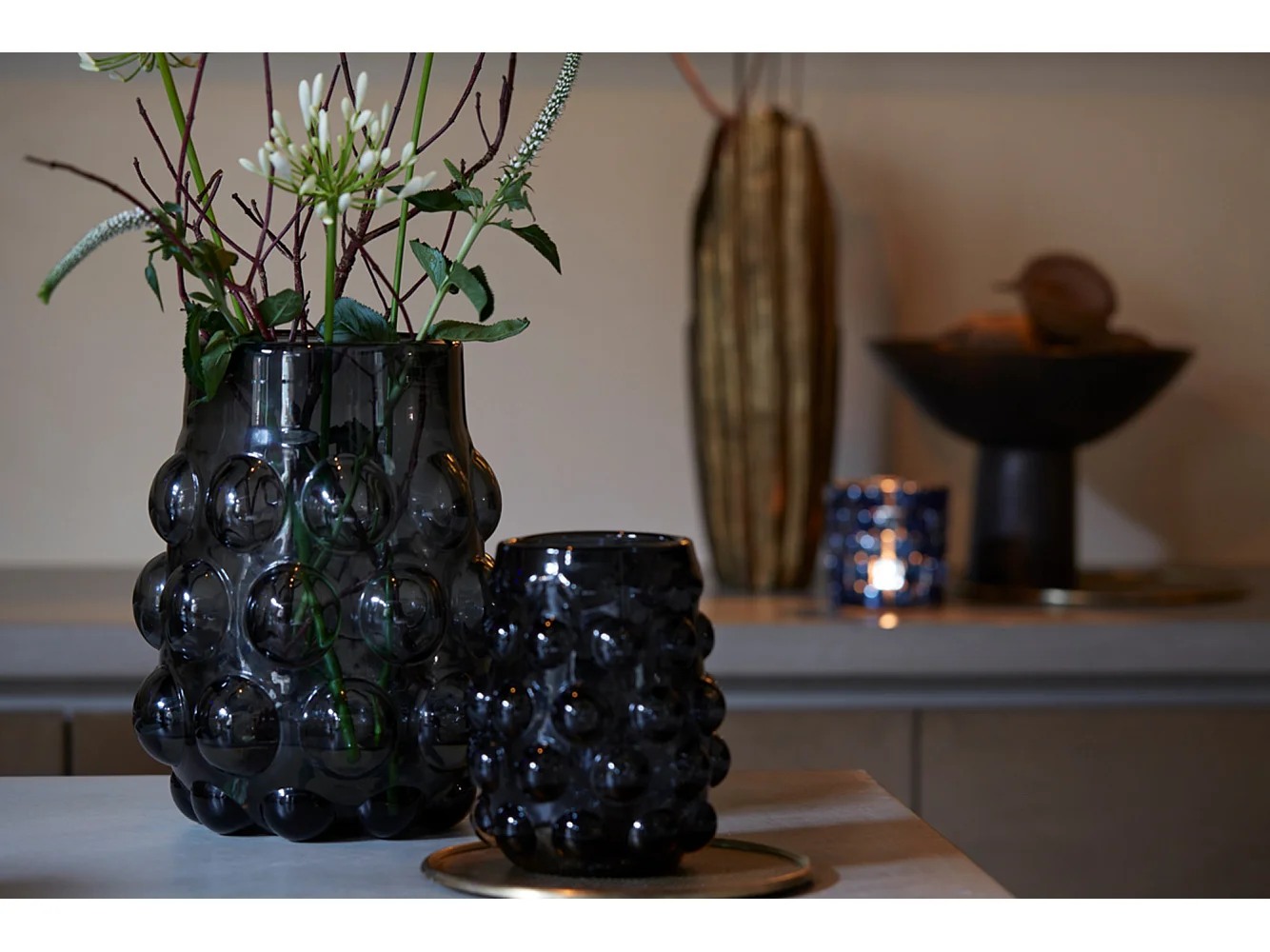 Vase HAROA - Ø15,5x19cm - Noir