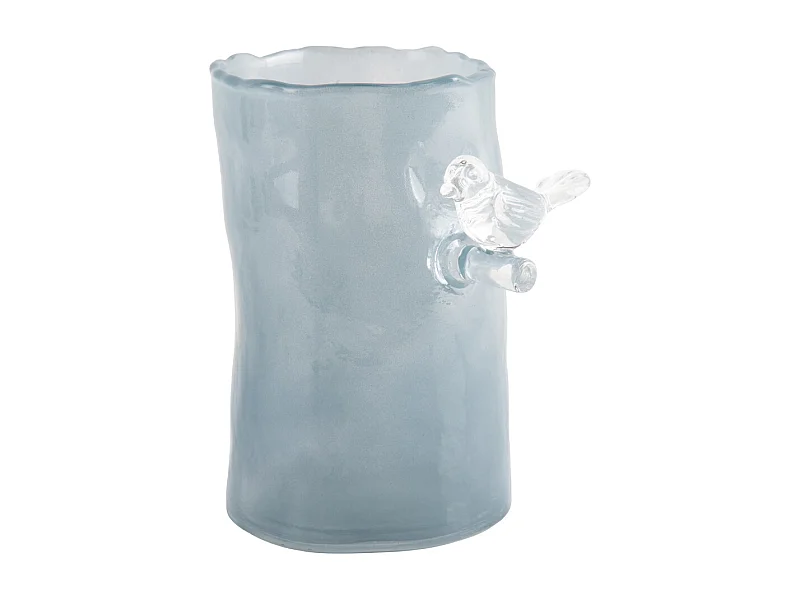 Vase Vogel auf Zweig Klein - Misty Blue