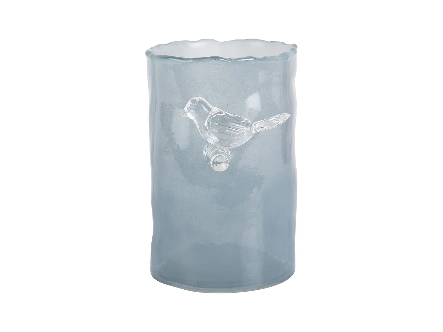 Vase Oiseau sur Branche Petit - Bleu Brumeux