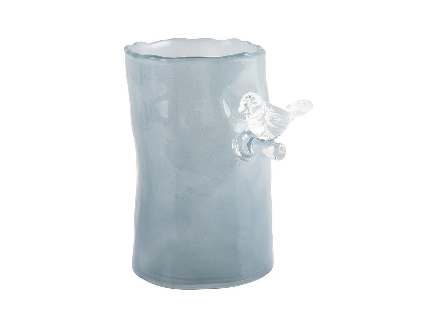 Vase Oiseau sur Branche Petit - Bleu Brumeux