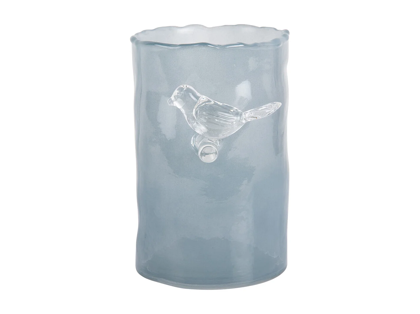 Vase Oiseau sur Branche Petit - Bleu Brumeux