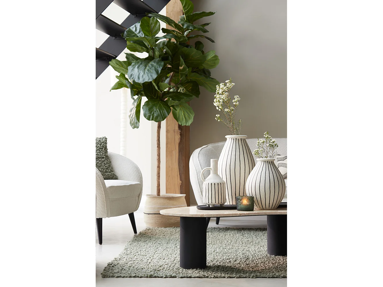 Vase DIPHU - Ø23,5x43cm - Blanc