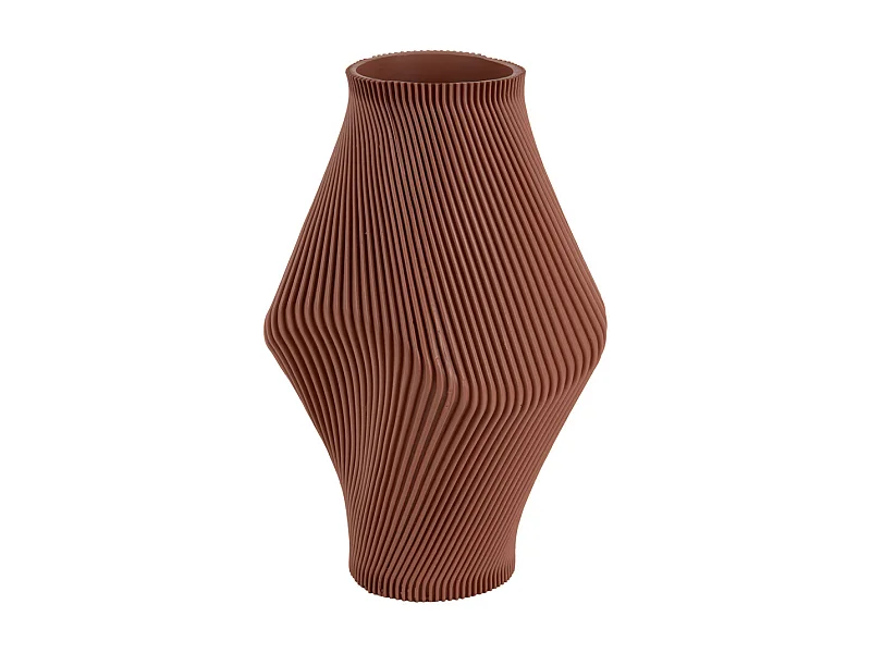 Grand vase à côtes torsadées - Marron chaud