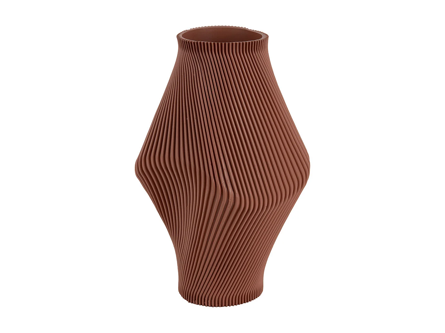 Grand vase à côtes torsadées - Marron chaud