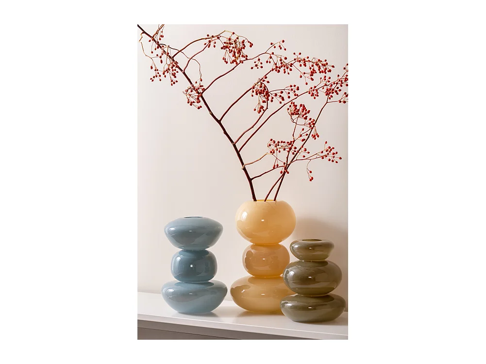 Vase Bubbles Glas Groß - Zartes Gelb