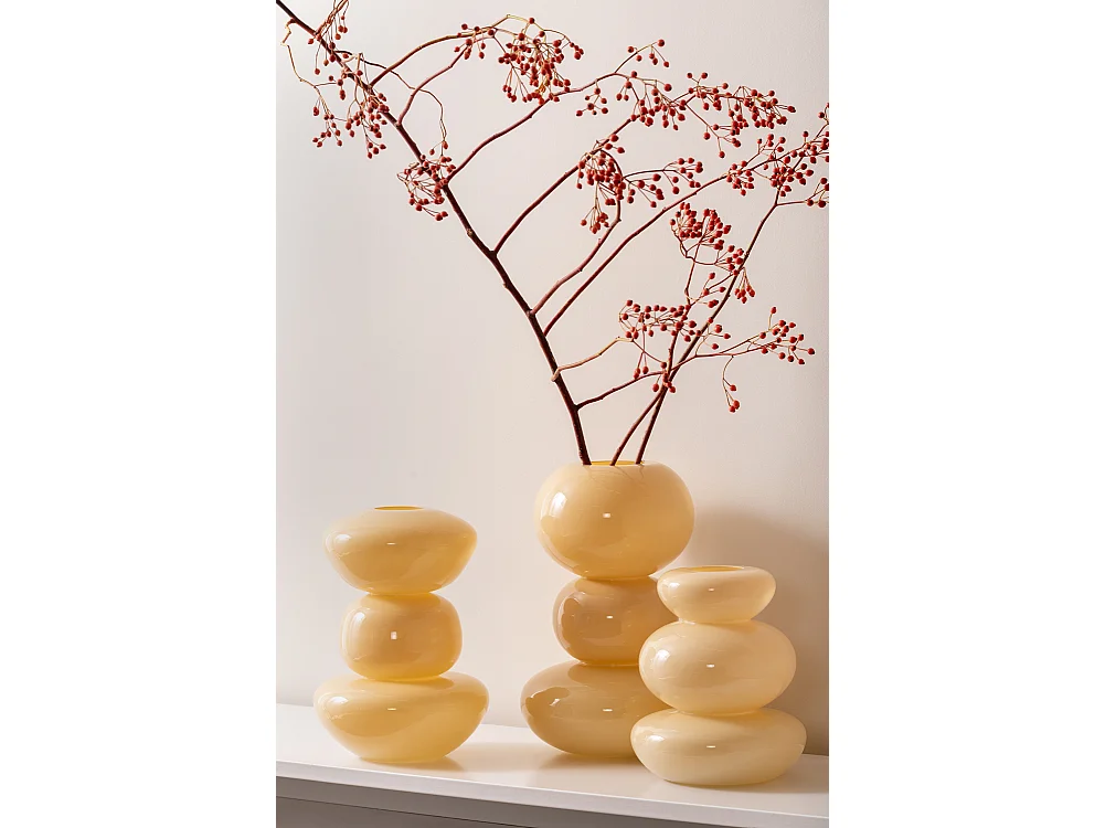 Vase Bubbles Glas Groß - Zartes Gelb