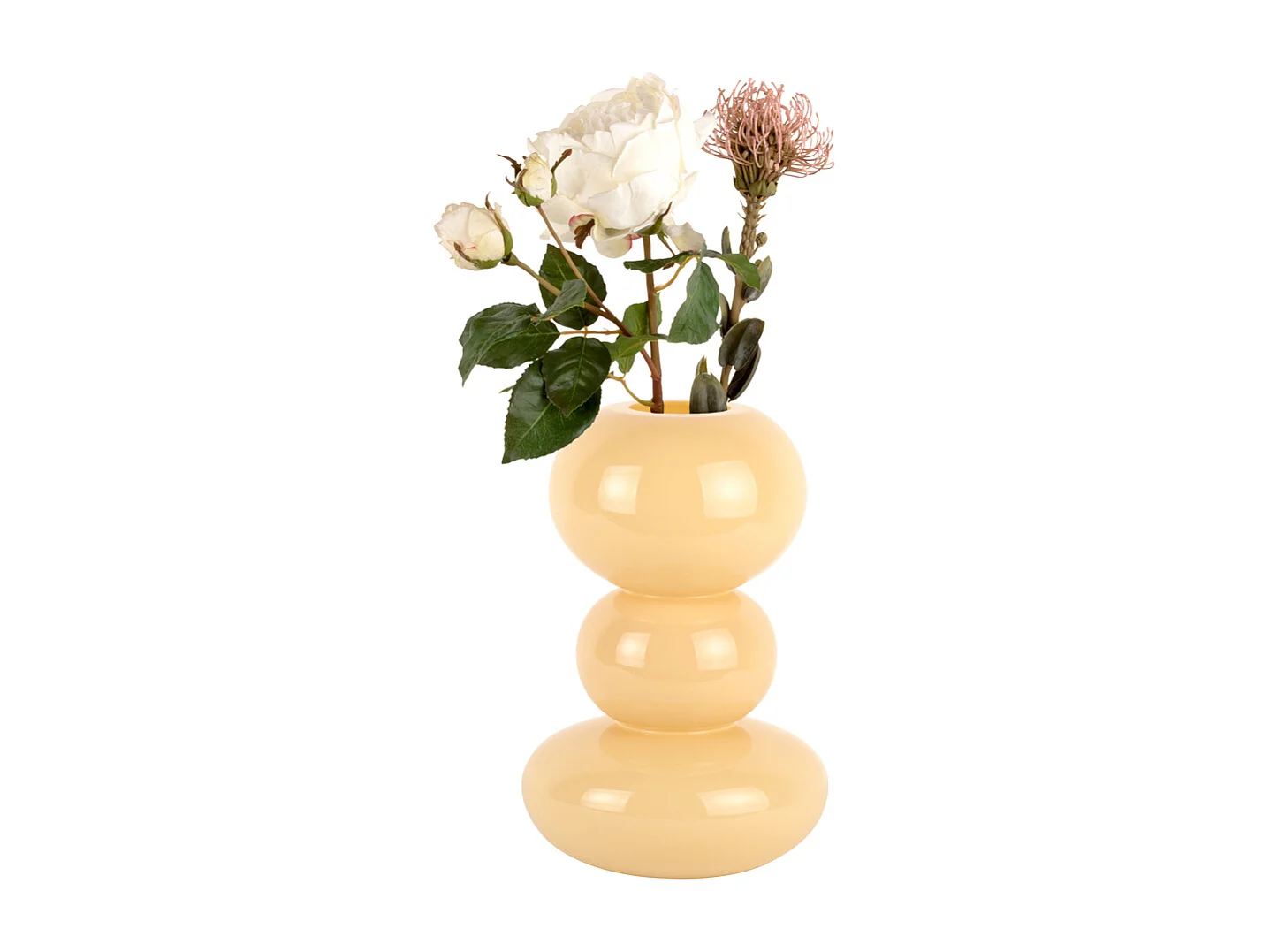 Vase Bulles en Verre Grand - Jaune Doux