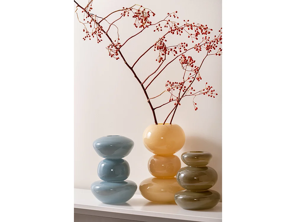 Vase Bulles en Verre Grand - Jaune Doux