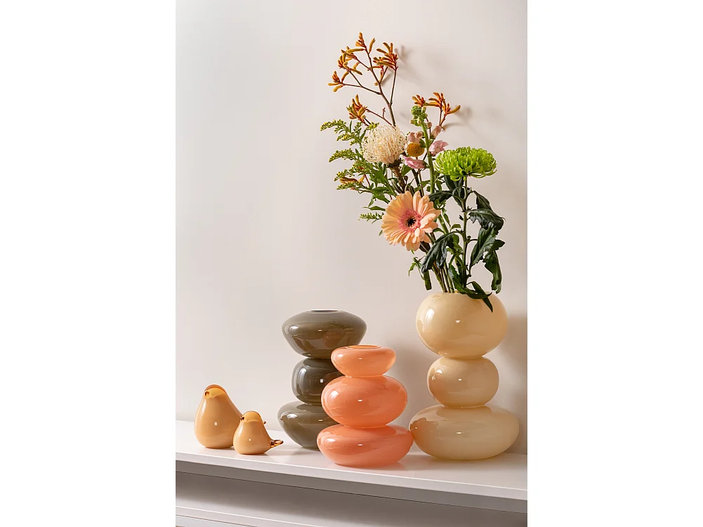 Vase Bulles en Verre Grand - Jaune Doux