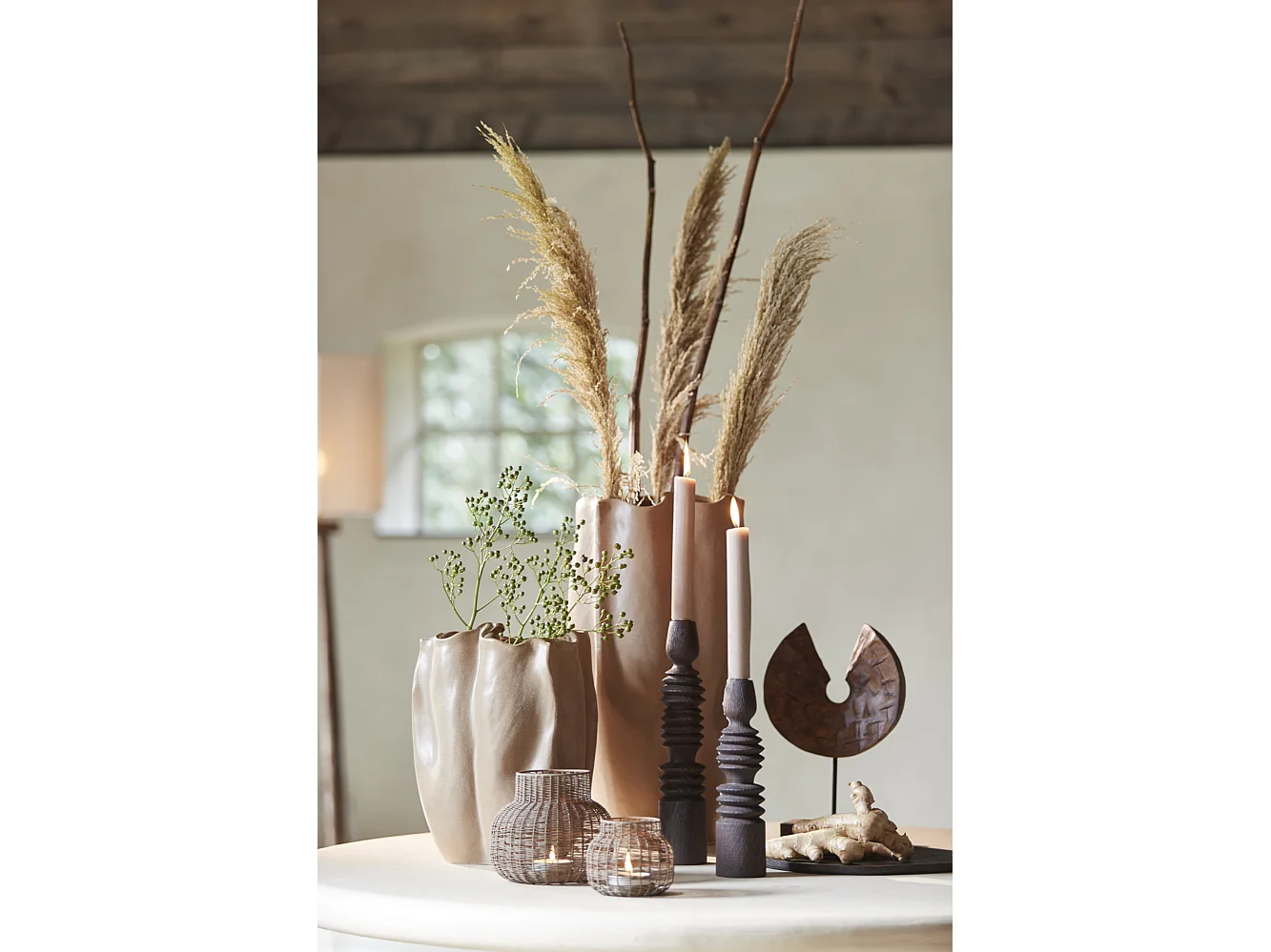 Vase SANGULI - 28x27,5x56cm - Gris