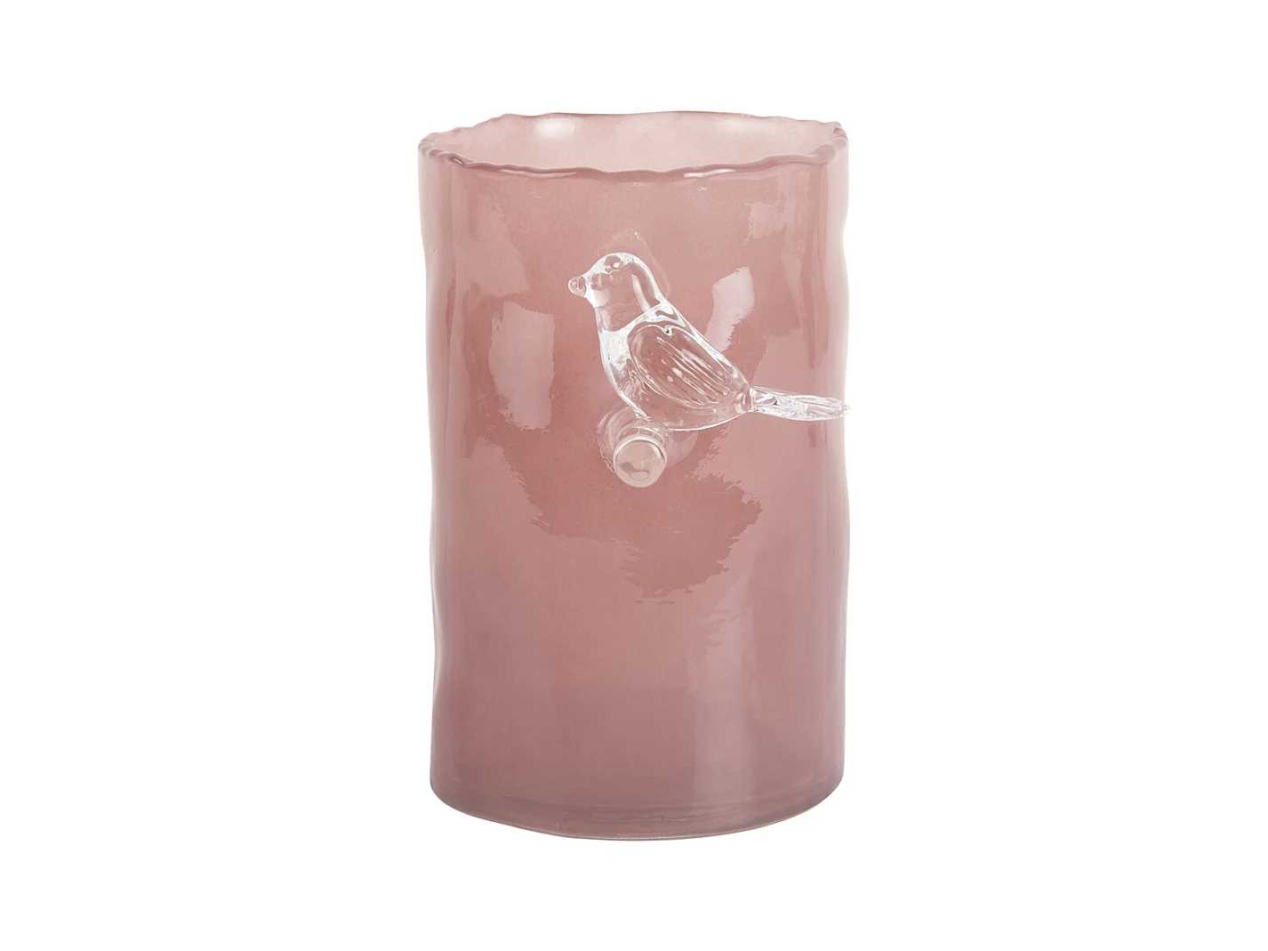 Vase Oiseau sur Branche Petit - Rose Pâle