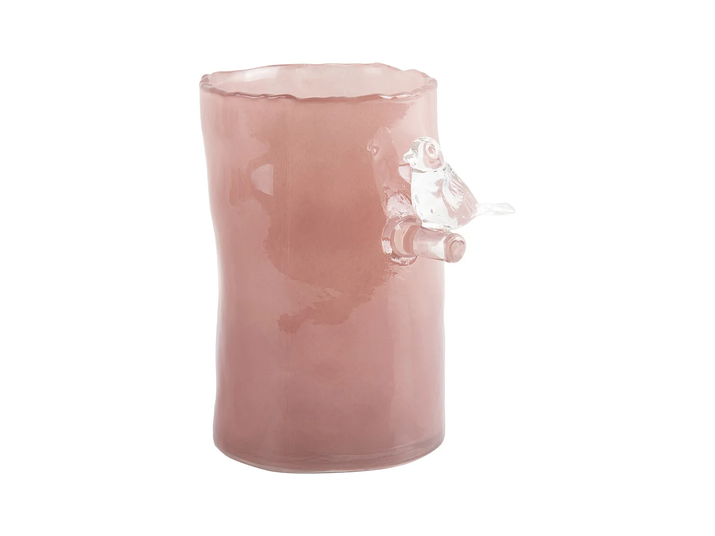 Vase Oiseau sur Branche Petit - Rose Pâle
