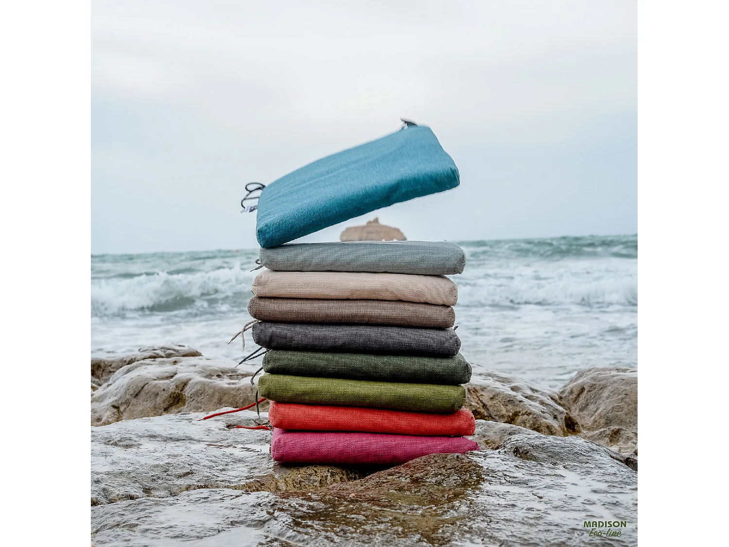 Coussin de canapé en toile vert mousse éco+ - Env. 110x48 cm