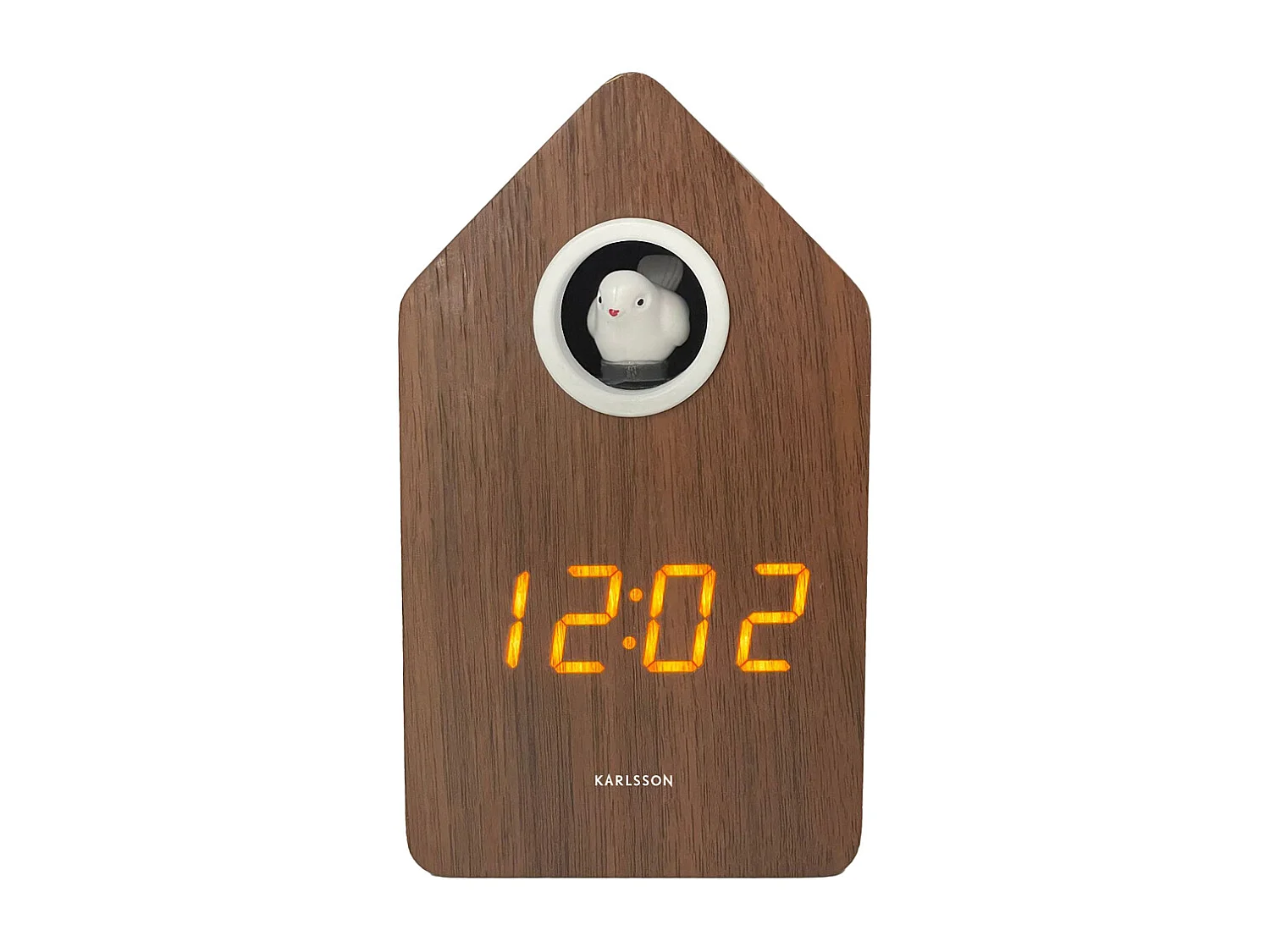 Réveil Coucou LED - Placage bois foncé